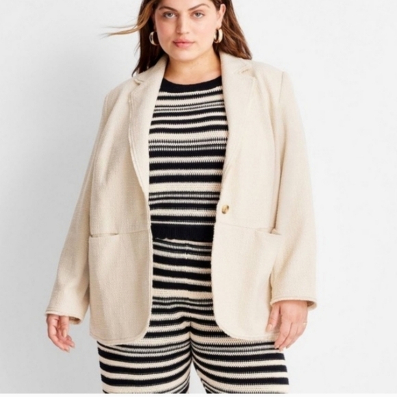 NWT Future Collective X Jenny K. Lopez Tweed Blazer Jacket in Ivory Size 3X ✨ - Picture 1 of 13